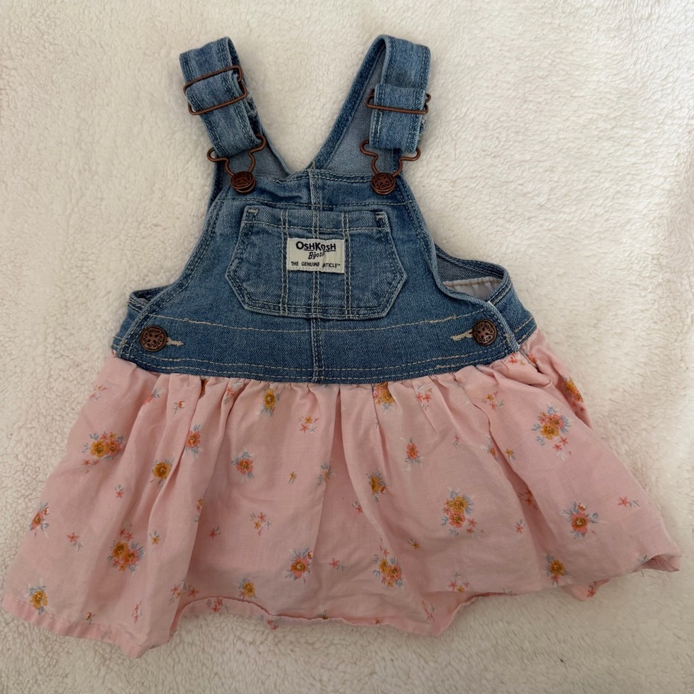 OshKosh B'gosh Denim and Pink Floral Skirtall